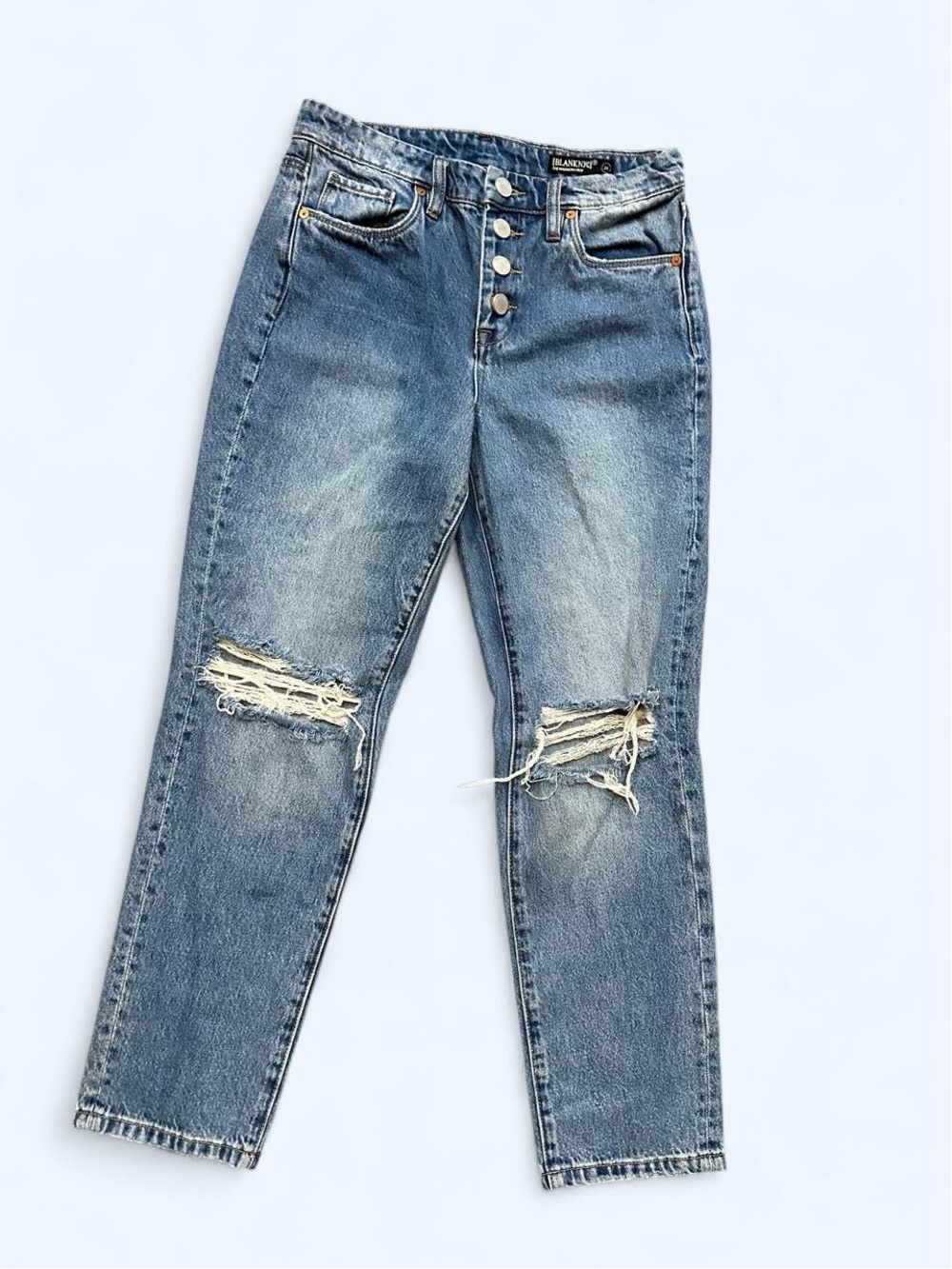Blank NYC Distressed Boyfriend Jeans - Light Blue Wash